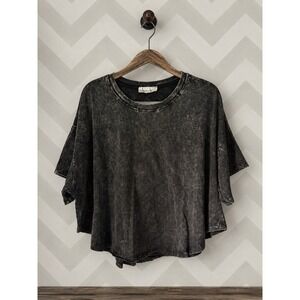 Zenana Cropped Tee Mineral Wash Acid Wash Boxy Fit Size L/XL